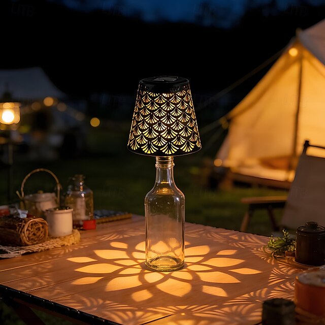  1 unidade de luminária solar LED para rolha de garrafa, luminária para garrafa de vinho, luz embutida para sala de estar, sala de jantar, bar, camping, decoração de mesa, luz de projeção vazada