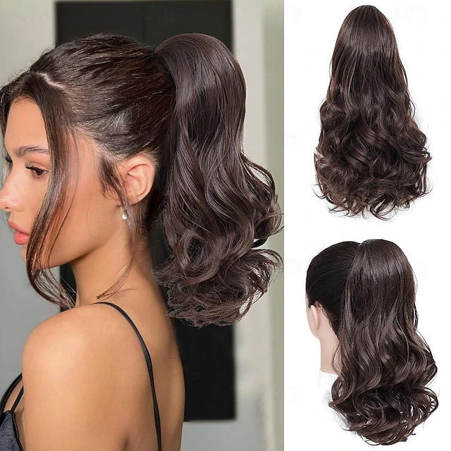 Drawstring Ponytail Extension 16 Inches Wavy Curly Ponytail Hair ...