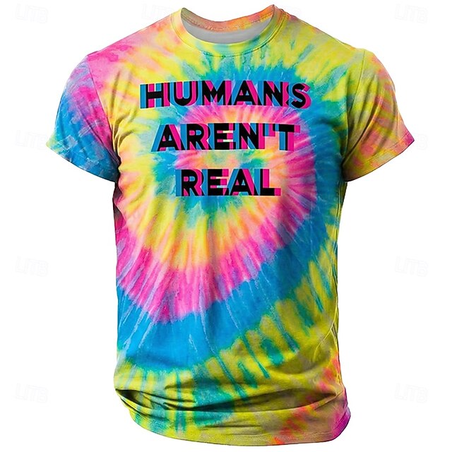 Men's Humans Aren't Real Glitch Text Colorful Spiral Tie Dye ...