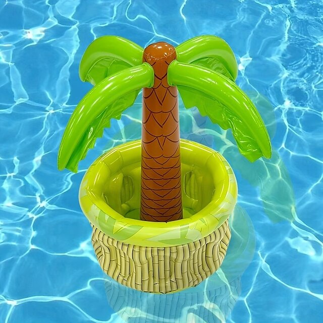 Inflatable Coconut Ice Bucket & Palm Tree Drink Holder – Floating Pool ...