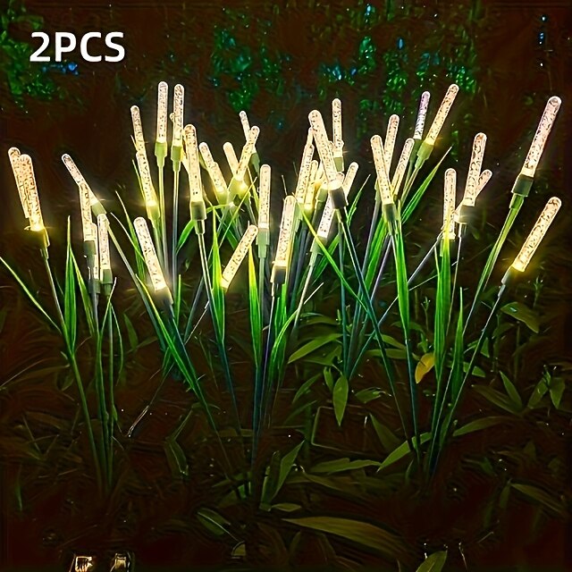 2 Pcs Outdoor Solar 10-Head Reed Bubble Stake Lights, Waterproof ...