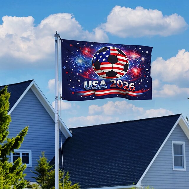 USA 2026 Soccer Celebration Flag - Patriotic Design with American Flag