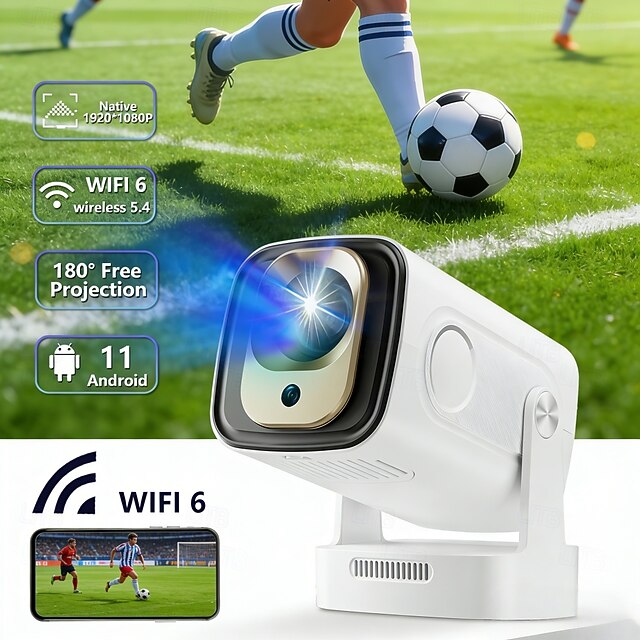 HY260 Pro Portable Projector Android 11 2.4G/5G WiFi6 Allwinner H713 ...