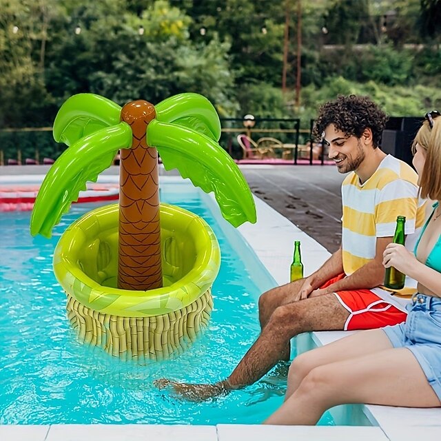 Inflatable Coconut Ice Bucket & Palm Tree Drink Holder – Floating Pool ...