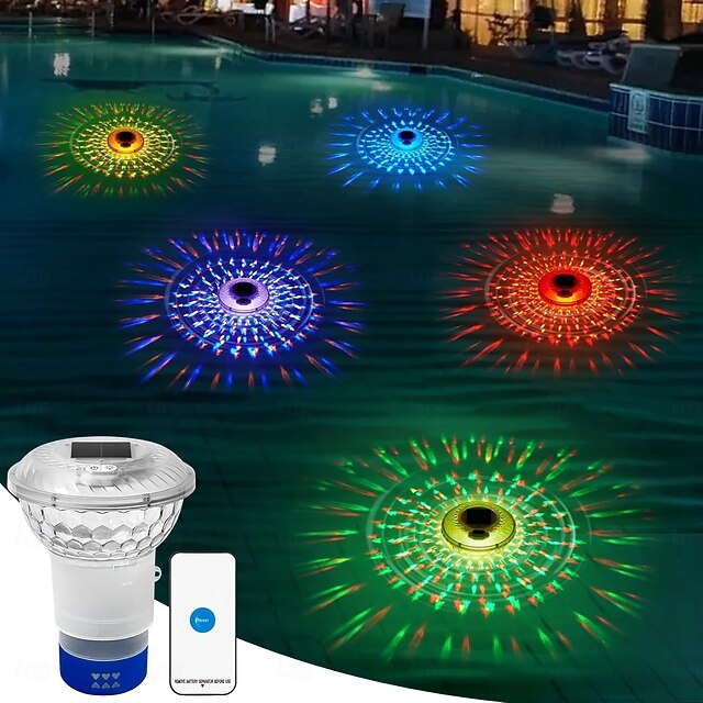 Solar Chlorine Floater with Colorful Light Show, Button Control Pool ...
