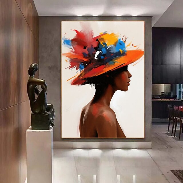oil painting handmade Abstract Lady Painting Large Profile Portrait — free download