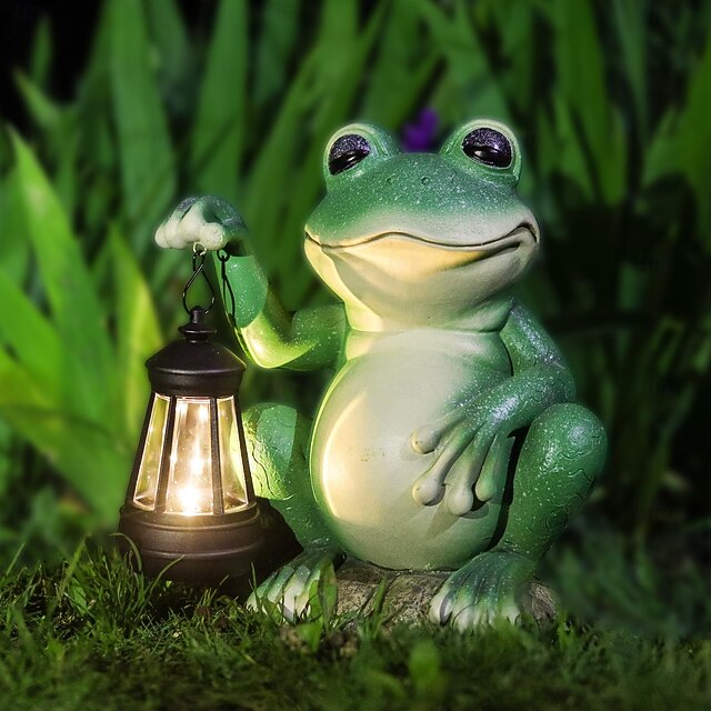 Outdoor Solar Waterproof Realistic Frog Lantern Resin Statue ...