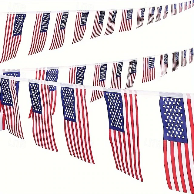 Small String Flags Patriotic U.S. Flag Strings – 20/40pcs Mini American Flags for ...