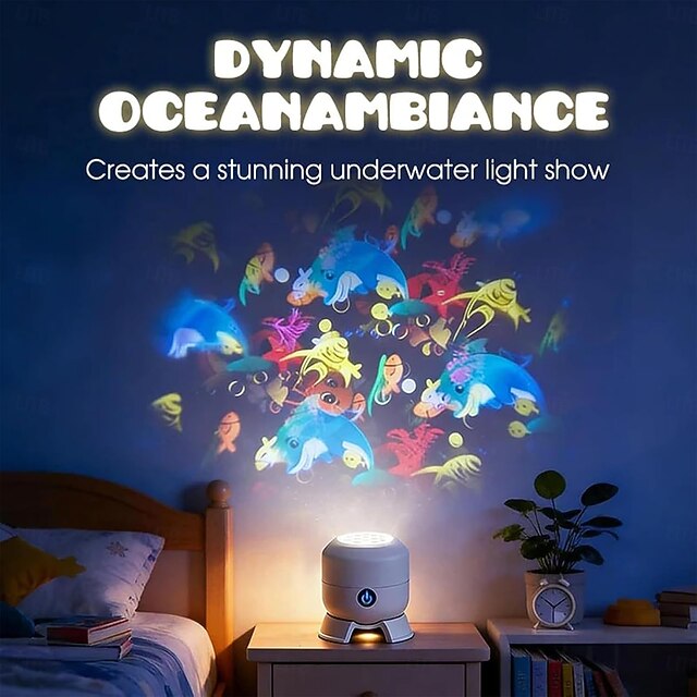 Dynamic Rotating LED Projector Light, 360° Rotating USB Rechargeable ...
