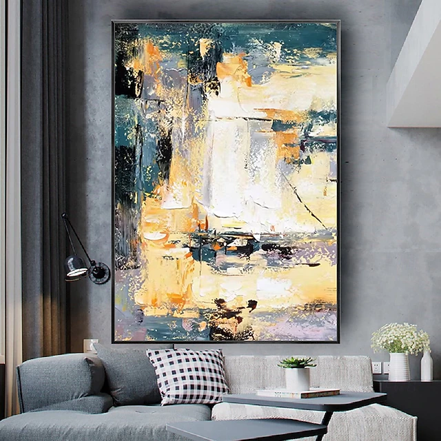 Handmade Oil Painting Hand Painted Vertical Abstract Modern Rolled ...