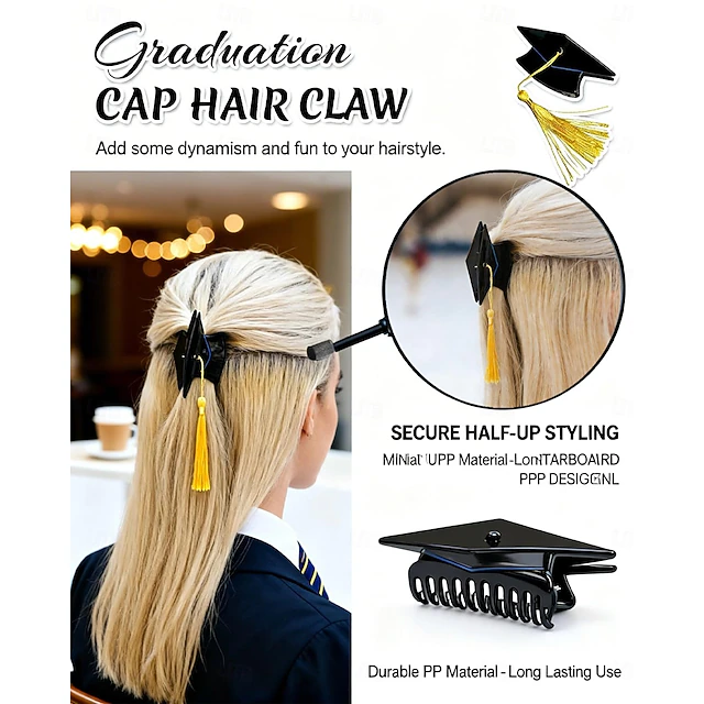 2Pcs Graduation Cap Tassel Hair Clip, Mini Graduation Cap Hair Claw ...