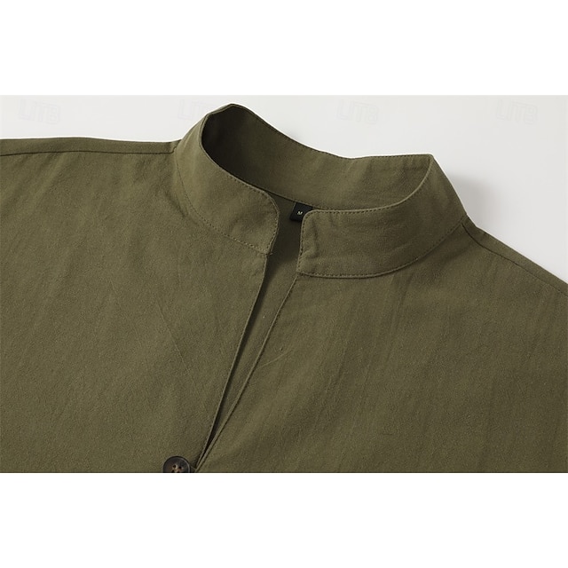 Hommes Chemise Chemise en lin Chemise d'été Chemise Décontractée Chemise Boutonnée Uni Occasionnel Quotidien Bleu Blanche Noir Rose Claire manche longue Col montant Été Printemps Vêtement Tenue