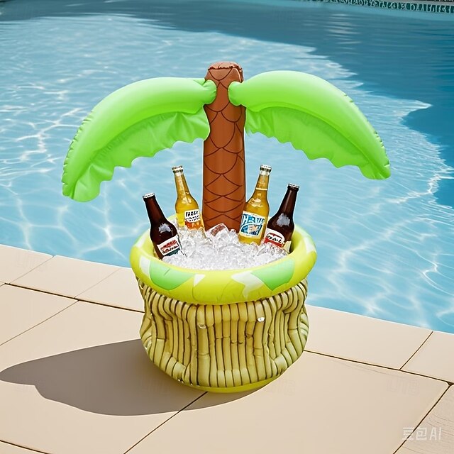Inflatable Coconut Ice Bucket & Palm Tree Drink Holder – Floating Pool ...