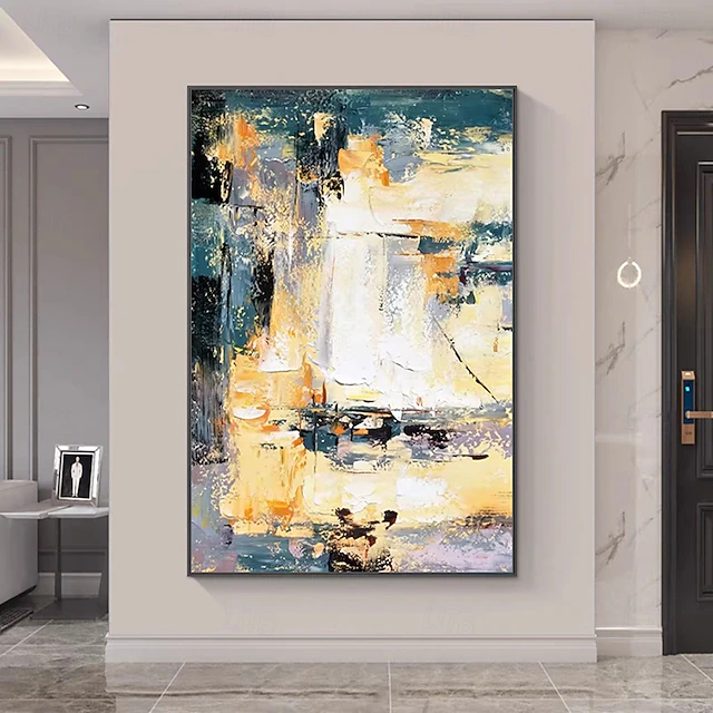 Handmade Oil Painting Hand Painted Vertical Abstract Modern Rolled ...