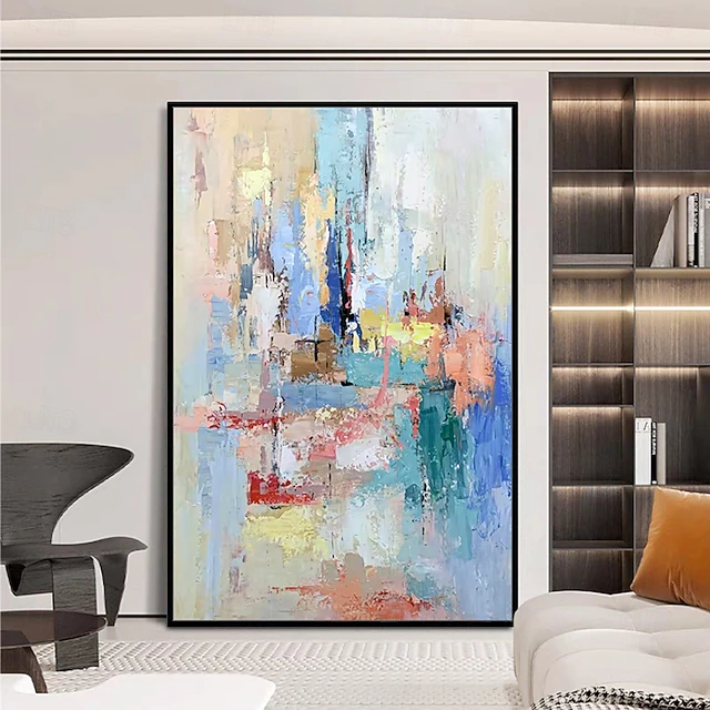 Handmade Oil Painting Hand Painted Vertical Abstract Modern Rolled ...