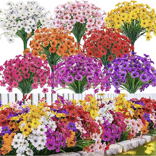 24 Bundles Artificial Flowers for Outdoor UV Resistant Faux Pants ...