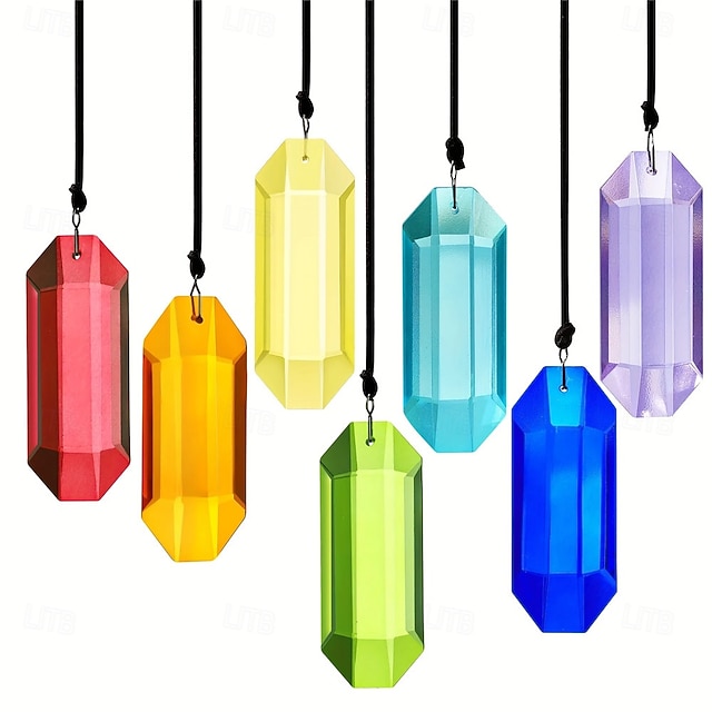  7pcs Crystal Sunlight Catchers Prism Indoor Window Hanging Decoration Rainbow Glass Prism Sunlight Catcher Decor for Home Garden