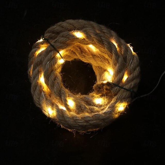 Natural Hemp Rope Lights, Natural Brown Rope Super Bright String Fairy ...