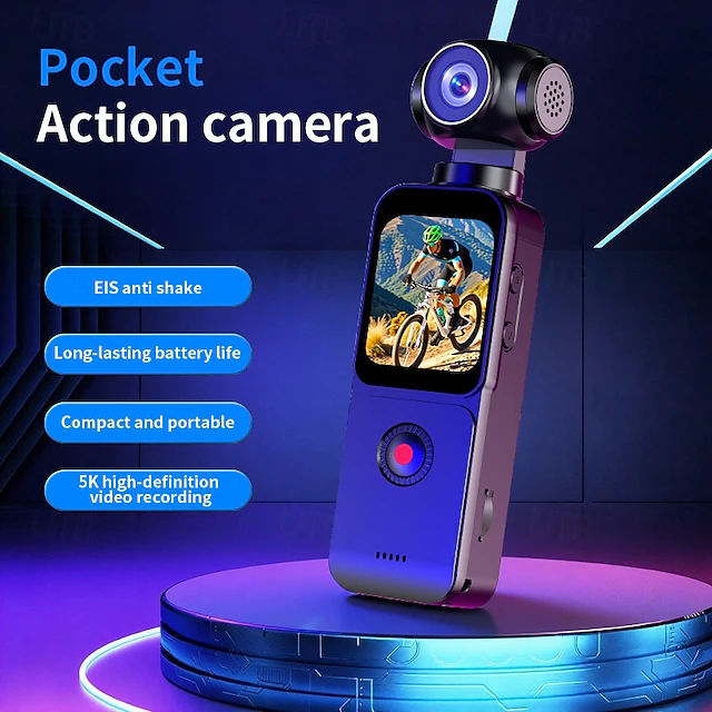 Camera Moveable 4K Handheld Action Camera, 1.69