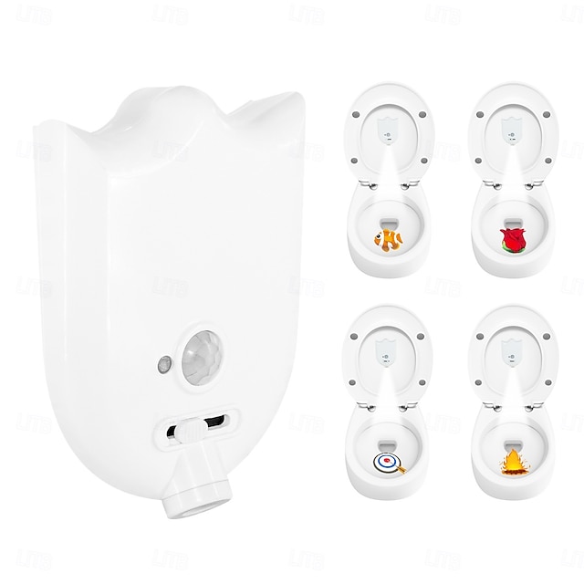  Smart LED Motion Sensor Toilet Night Light, 4 Pattern Projection Lamp, Battery Powered (AAA), Decorative Bathroom Bowl Light for Night Use