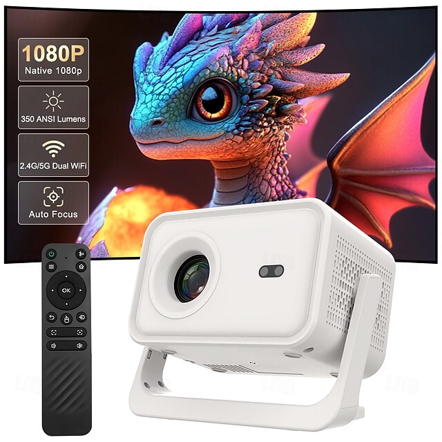 Modern Camera Projector Smart Projector with 180° Rotating Stand, Native 1080P Movie Projector ...
