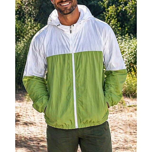 Men's Color Block Patchwork Running Jacket Outdoor Jacket Hooded Jacket ...