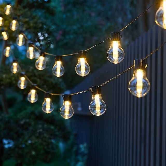  napelemes kültéri kemping hangulatvilágítás 5m 20leds 8 világítási mód napelemes gömb alakú fényfüzér ünnepi esküvői parti kerti erkélydekorációs lámpa