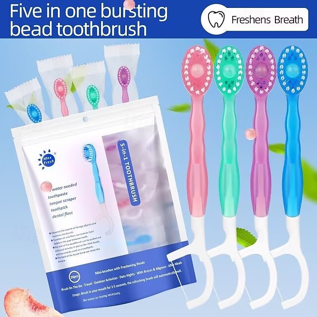 12pcs 4 Flavors Explosive Bead Disposable Toothbrush Travel Toothbrush ...