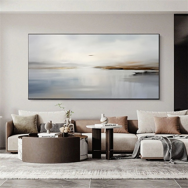 Large Beige Brown Abstract Painting Beige Minimalist Wall Art Modern ...