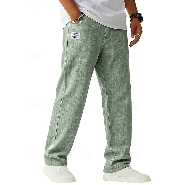  Per uomo Pantaloni di Lino Pantaloni Pantaloni Estivi Pantaloni Larghi Coulisse Elastico in vita Gamba Dritta Semplice Leggero Traspirante Lunghezza intera Casuale Quotidiano All'aperto Vacanza Moda