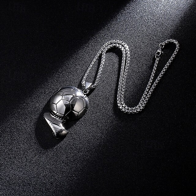 4PCS Soccer Necklace for Men Boys, Stainless Steel Soccer Ball and ...