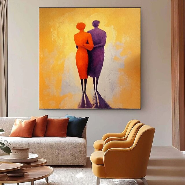 Abstract Two Figures Canvas Modern Art Wall Decor Colorful Silhouettes ...