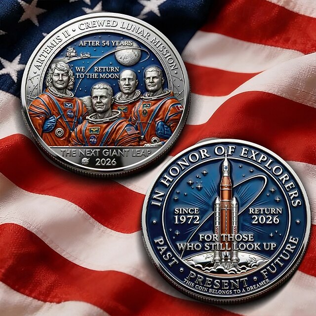 Artemis II Lunar Mission Commemorative Coin, Space Exploration ...