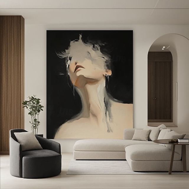 100% Handpainted Original Vague Texture Girl Wall Art Abstract Figure ...
