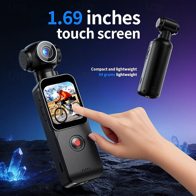 Camera Moveable 4K Handheld Action Camera, 1.69