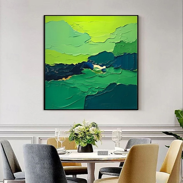 Abstract Green Landscape Oil Painting on Canvas Modern Textured ...