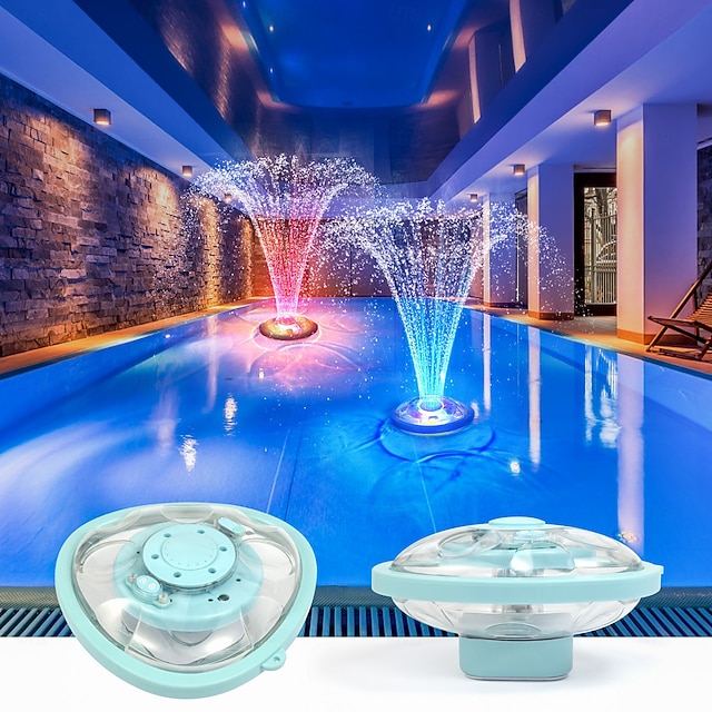  Lámpara LED recargable tipo C para fuentes de piscinas, proyector RGB con control remoto, 5 modos de iluminación para estanques, acuarios y fuentes de agua. Iluminación ambiental decorativa,