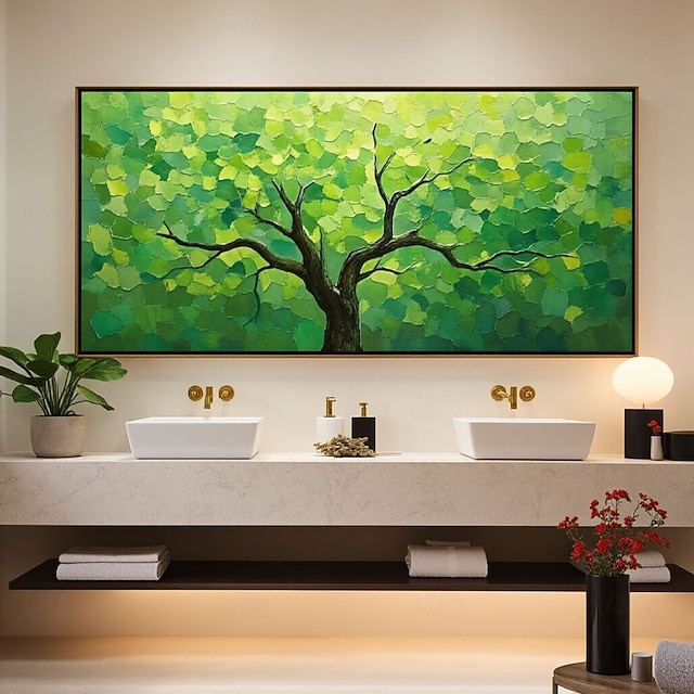 Original painting hand painted Green Tree Oil Painting On Canvas Large ...