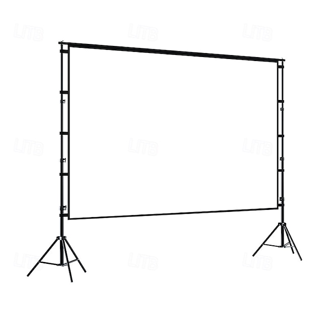  Tela de projeção com tripé de 100 e 120 polegadas, formato 16:9 HD 4K, portátil, para uso interno e externo, com bolsa de transporte. Altura ajustável e tela de projeção sem rugas, ideal para cinema
