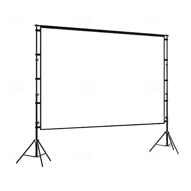 Projector Screen with Tripod Stand 100 120 Inch, 16:9 HD 4K Portable ...