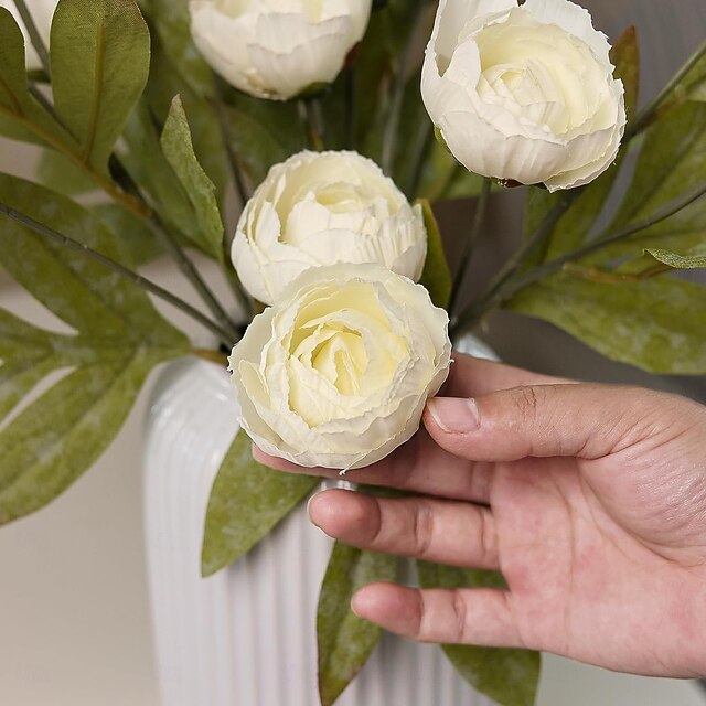 Lot de 6 tiges de pivoines artificielles vintage en soie, aspect ...