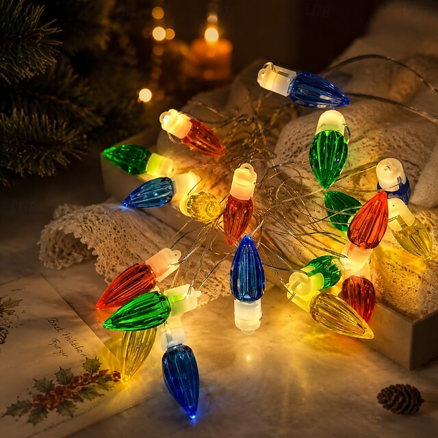 2026 New Red, Blue, Yellow, Green Bullet LED String Lights, Warm White ...