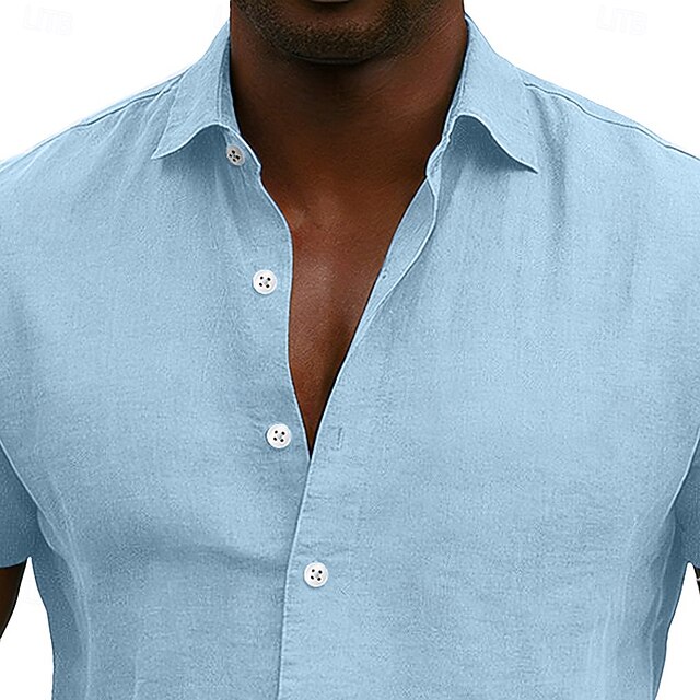 Homens Camisa de linho camisa de verão Roupa de Praia camisa de botão ...