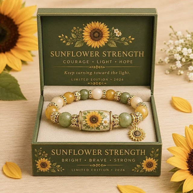 Love, Peace & Spring Blessings 2026 Limited Edition Bracelet with Gift Box for Women Inspirational Bee Bluebird Butterfly Bracelet Jewelry Charm Beads Wristband Elastic Stretch