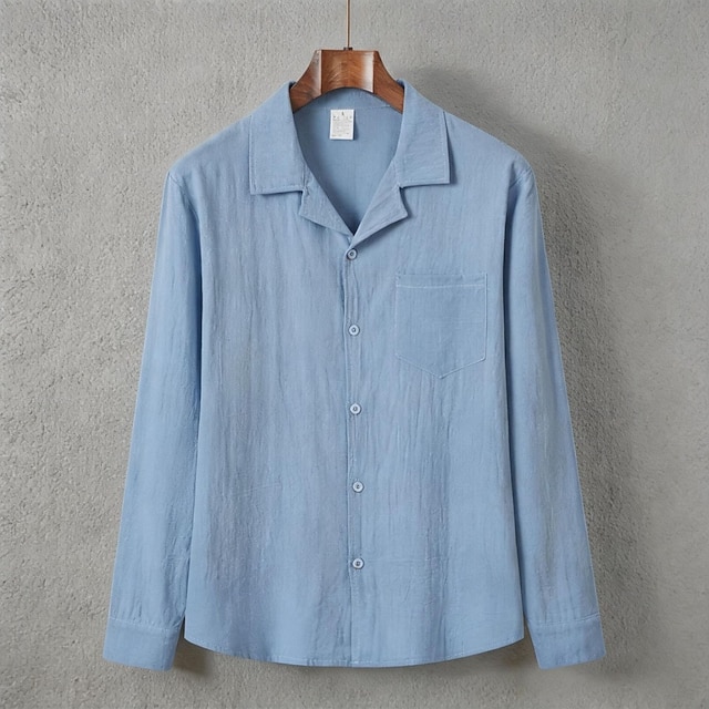Shirt Linen Shirt Summer Shirt Beach Shirt Cuban Collar Shirt Button Up Shirt Plain Casual Outdoor White Black Light Green Navy Blue Long Sleeve