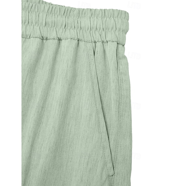 Homme Shorts Shorts en Lin Shorts d'été Shorts de plage Cordon de serrage Taille Élastique Multi-poches Uni Confort Respirant Longueur Genou Quotidien Extérieur Fête Vacances Mode Noir Vert Non
