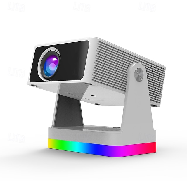  Smart Projector with Auto Focus & Auto Keystone, 720P Native Portable Movie Projector with RGB Ambient Light, Bluetooth Speaker, WiFi Screen Casting, 180° Rotatable Home Theater Projector