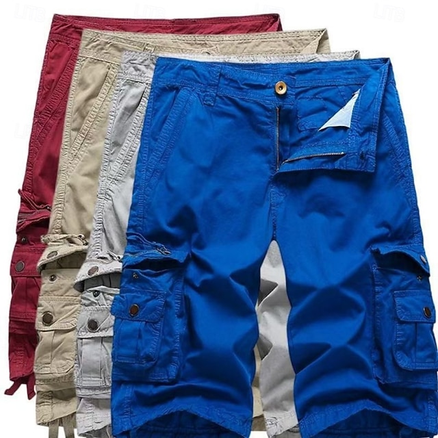 Comfort Waist Tactical Cargo Cargo Shorts Shorts Casual Shorts Pocket Flap Pocket Plain Windproof Breathable Knee Length Casual Outdoor St