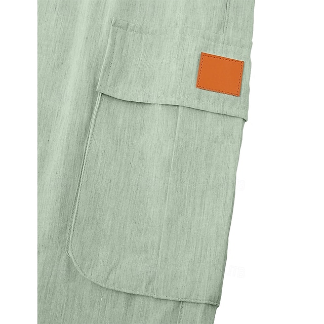 Homme Shorts Shorts en Lin Shorts d'été Shorts de plage Cordon de serrage Taille Élastique Multi-poches Uni Confort Respirant Longueur Genou Quotidien Extérieur Fête Vacances Mode Noir Vert Non
