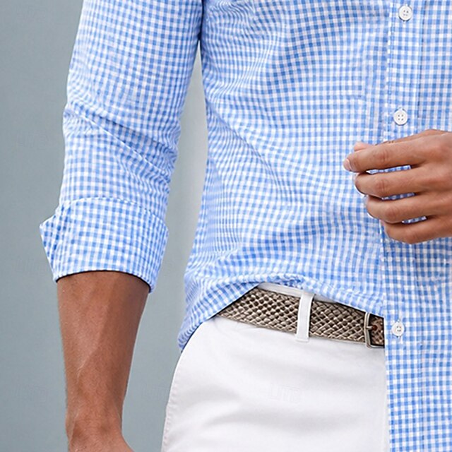 Men's Shirt Dress Shirt Non Iron Shirt Button Up Shirt Plaid Casual — free download